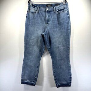 Judy Blue Raw Hem Jeans 15 / 32 Blue Stretch Pockets Boyfriend High Rise Relaxed